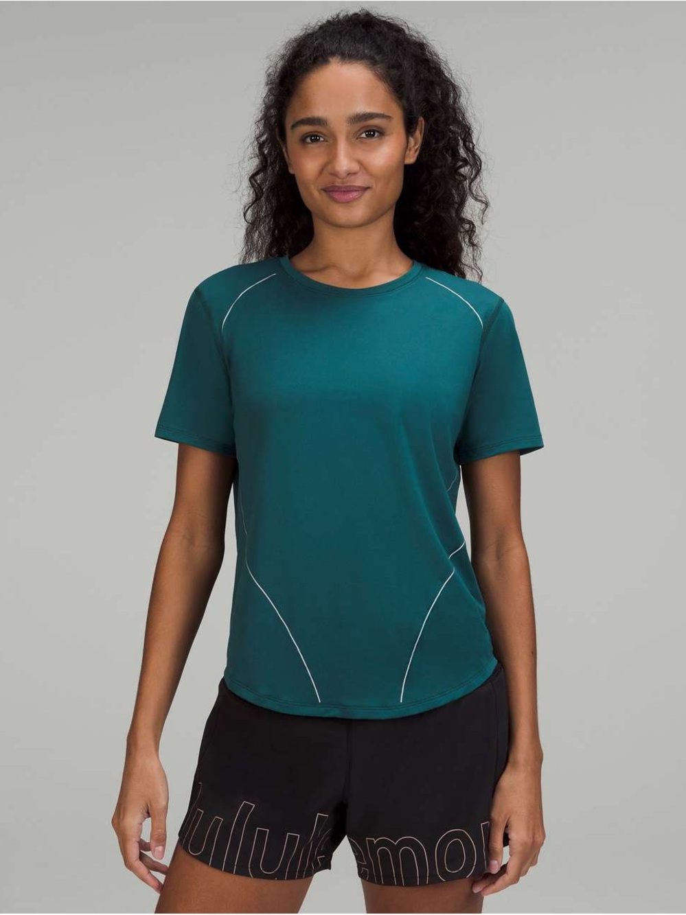 Lululemon High-Neck Running and Training Reflective T-Shirt Green Jasper- M